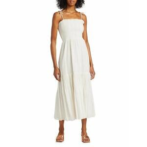 JOIE Women's Jailene Metallic Stripe Midi Dress Size S In Porcelain